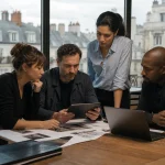 Détective privé en France enquête avec loupe et dossiers professionnels