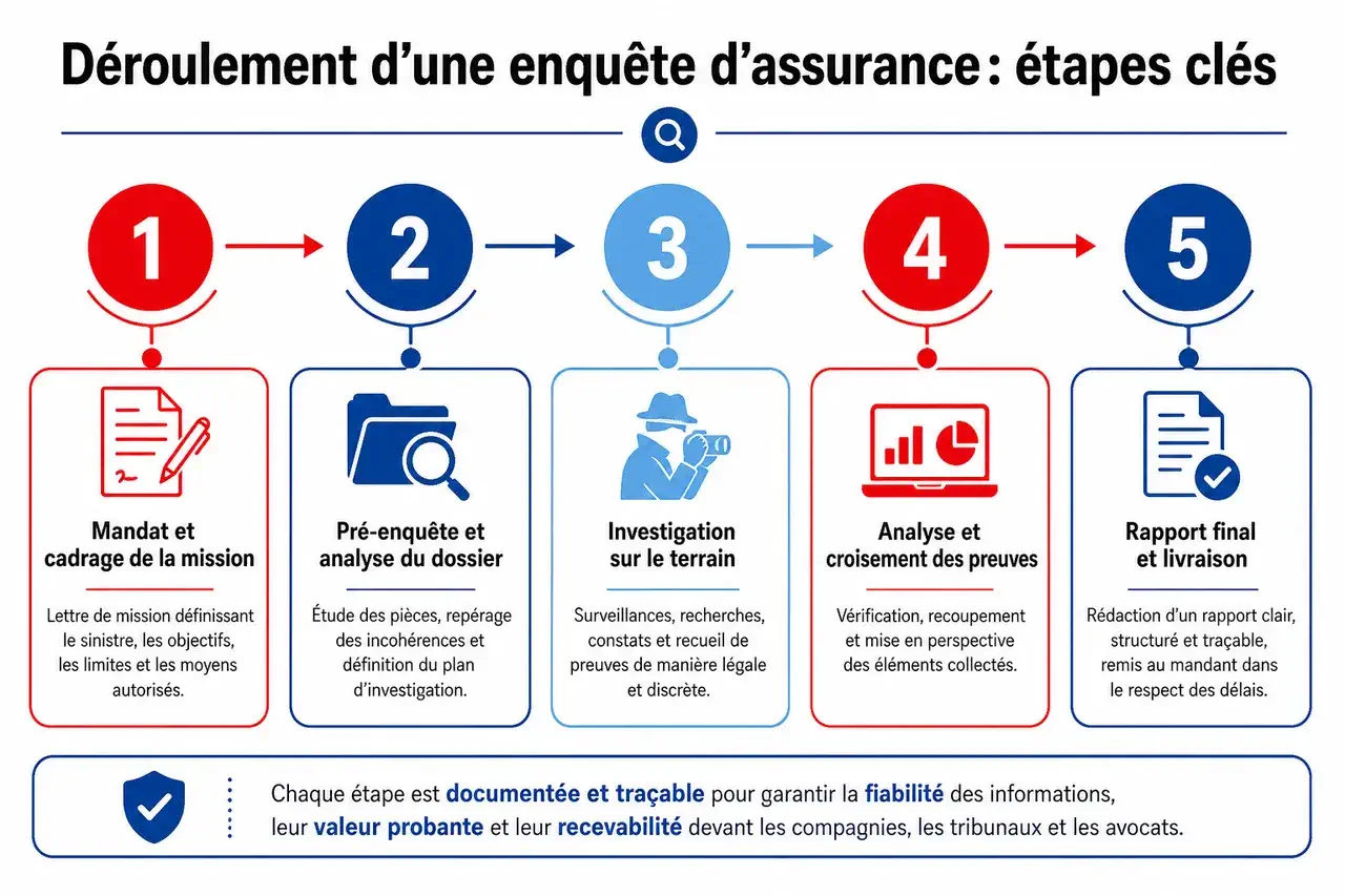 Déroulement d’une enquête d’assurance : étapes clés
