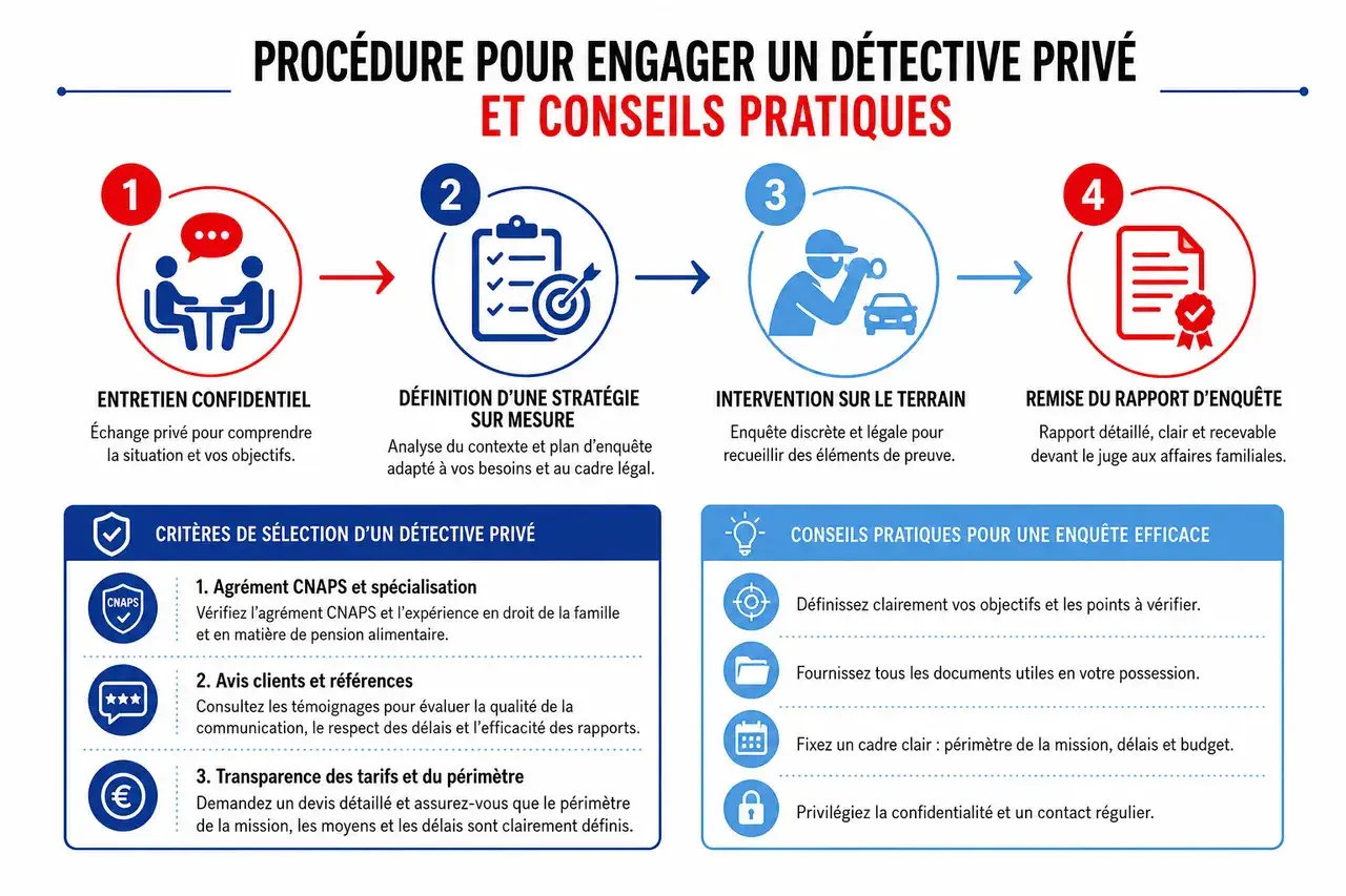 Procédure pour engager un détective privé et conseils pratiques