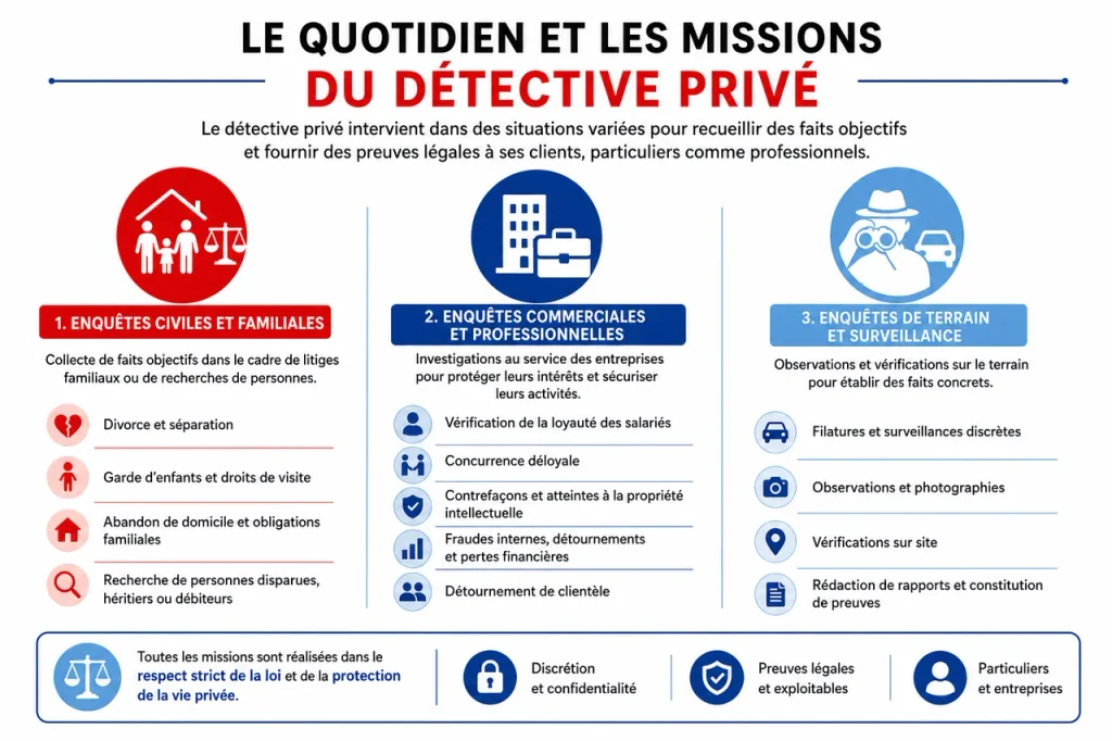 Quotidien missions detective prive